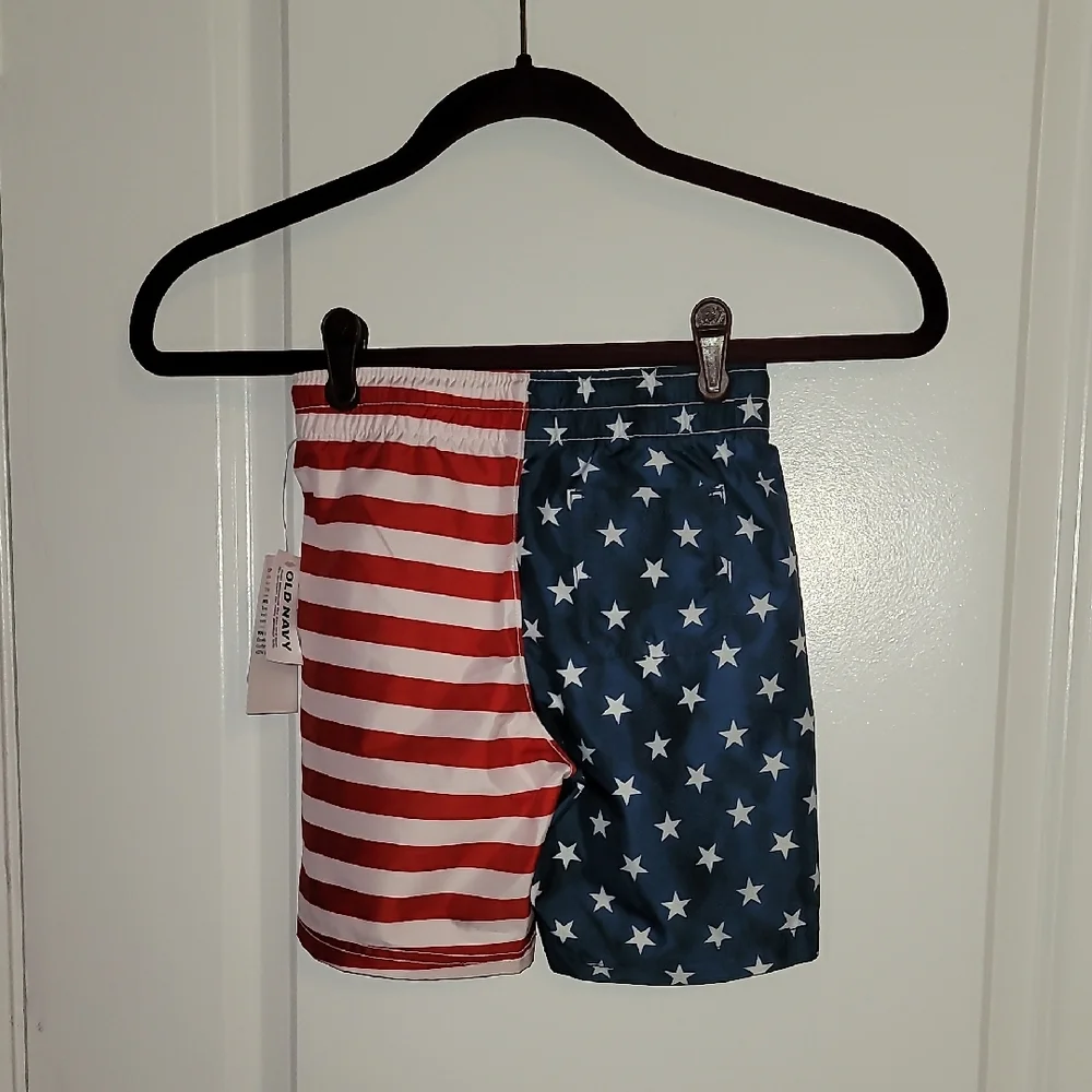 Old Navy Red and Blue Star Stripe Swim Shorts Sz: 5T
